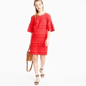 J Crew Coral Seersucker Shift Dress - 8